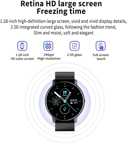 Miniatura 4 de Reloj inteligente para TCL 20 A 5G – Relojes de seguimiento de actividad física para hombres y mujeres, IP67 resistente al agua con pantalla táctil