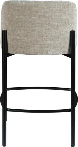 Miniatura 5 de Meridian Furniture 429Beige-C Burton Collection Modern Taburete contemporáneo con tela de felpilla beige suave, marco de metal negro mate, 17.5