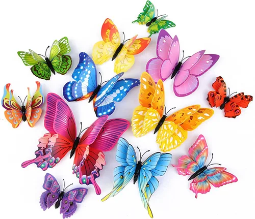 Miniatura 14 de OPSEAM - Calcomanías 3D de mariposa, 24/48 unidades, para decoraciones de pared, fiestas, con imanes (morado, 24)