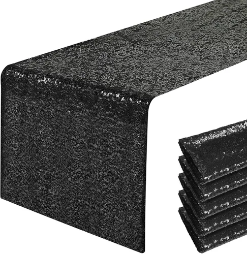 Miniatura 64 de Pufogu - Camino de mesa de lentejuelas brillantes de 12 x 72 pulgadas para fiestas de cumpleaños, decoración de bodas, despedidas de soltera