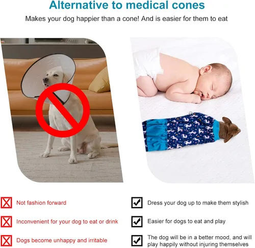 Miniatura 6 de LovinPet Pijamas grandes para perros - Camisa de unicornio para perro, mono de recuperación posoperatoria, impresión de sirenas y unicornios Rosa