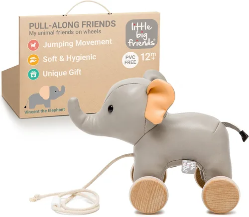 Miniatura 8 de Little Big Friends Juguete de alce para niños pequeños Juguete suave para caminar con cordón ajustable Juguete clásico para empujar y tirar
