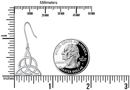 Miniatura 3 de Pendientes colgantes de plata de ley 925 con diseño de triángulo celta de la Trinidad Irlandesa