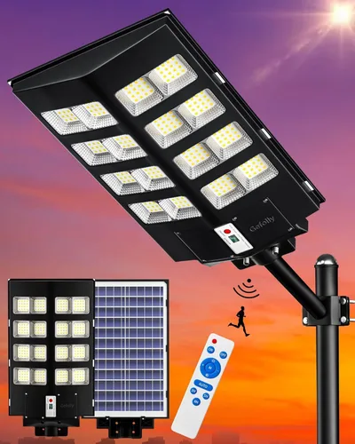 Miniatura 11 de Gefolly SL-5200W Luces solares de calle al aire libre, 520000LM luz de estacionamiento comercial, 6500K anochecer a amanecer IP67 luces