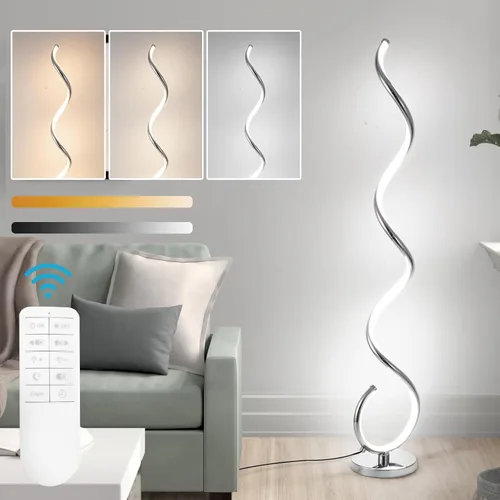 Miniatura 5 de EIDISUNY Lámpara de pie moderna para sala de estar, lámparas de pie LED en espiral de 3 colores con control remoto e interruptor de pie, lámpara