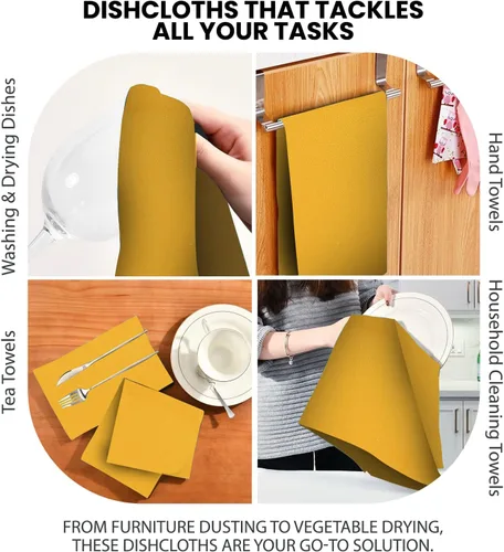 Miniatura 7 de Toallas de cocina de algodón clásico amarillo mostaza, para secar pintura en aerosol, sublimación, bordado, costura de 18 x 28 pulgadas, sin