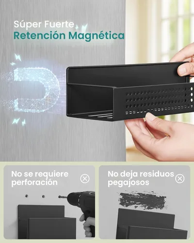 Miniatura 3 de SONGMICS Estante magnético fuerte para especias para refrigerador, juego de 4, 2 estantes magnéticos de cocina grandes y 2 pequeños para microondas
