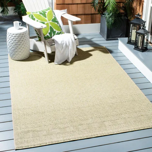 Miniatura 22 de SAFAVIEH Alfombra lavable para exteriores, colección Courtyard de 2.3 x 6.7 pies, beige y azul aguamarina, no desprende pelusa y es fácil