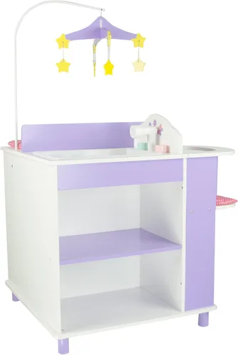 Miniatura 2 de Olivia's Little World Little Princess Baby Doll - Estación de cambio de muñecas de bebé de madera de dos lados con estantes de almacenamiento