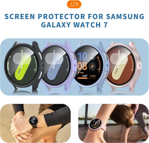 Miniatura 7 de JZK Juego de 6+6 fundas para Samsung Galaxy Watch 6 de 40 mm, protector de pantalla de PC duro impermeable + parachoques delgado de vidrio templado