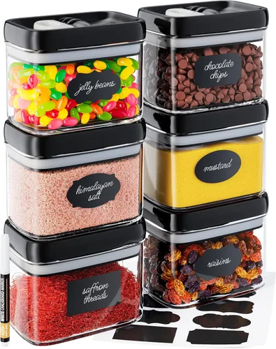 Chef's Path - Juego de 6 recipientes herméticos de almacenamiento de alimentos con tapas mejoradas, 1L, recipientes transparentes para cocina y