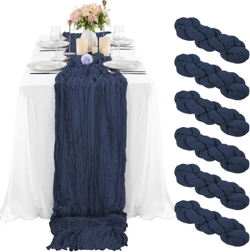 Miniatura 47 de 10 piezas de camino de mesa de estopilla en azul bebé 10 pies, camino de mesa de gasa para recepción de boda, despedida de soltera, fiesta