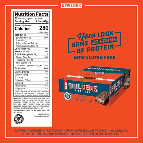 Miniatura 7 de CLIF BUILDERS - Barras de proteínas - Chocolate - 12 unidades + CLIF Builders - Barras de proteínas - Vainilla - 12