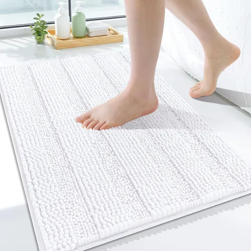 Miniatura 182 de Grandaily Alfombras de baño de felpilla a rayas de 24 x 16 pulgadas, extra gruesas y suaves, absorbentes, parte trasera de goma, alfombra de ducha