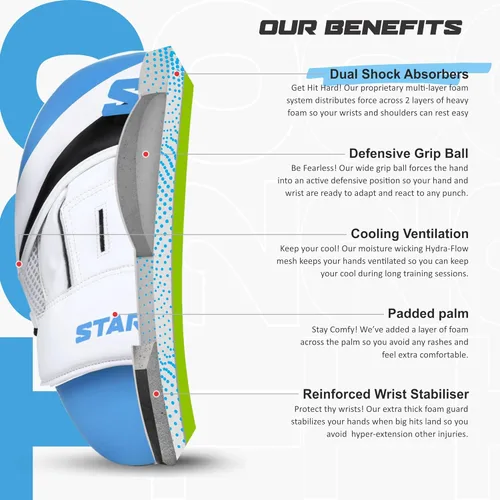 Miniatura 3 de Starpro - Manoplas de boxeo premium - Almohadillas de boxeo, guantes de boxeo, almohadillas de boxeo y guantes de entrenamiento, manoplas de Azul