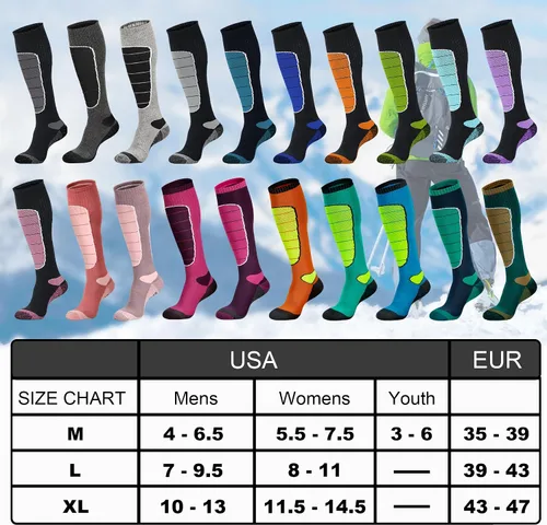 Miniatura 6 de Hylaea Calcetines de esquí de lana merina, calcetines de clima frío para snowboard, nieve, invierno, calcetines térmicos hasta la rodilla