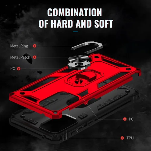 Miniatura 4 de Funda compatible con Xiaomi Poco X3 GT, compatible con Redmi Note 10 Pro (China), funda para teléfono 5G con soporte de anillo 2 en 1, color rojo