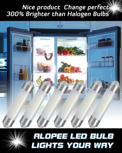 Miniatura 6 de Alopee Paquete de 6 bombillas LED 578 de 1.614 in, color blanco, sin polaridad, CC de 12 V, para refrigerador, caravana, remolque, cámper