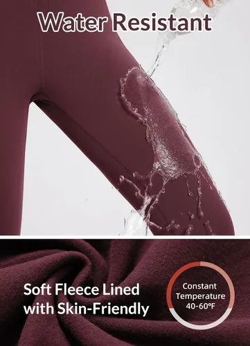 Miniatura 13 de baleaf Leggings con forro polar para mujer, impermeables, pantalones de senderismo de invierno, mallas térmicas para correr, bolsillos