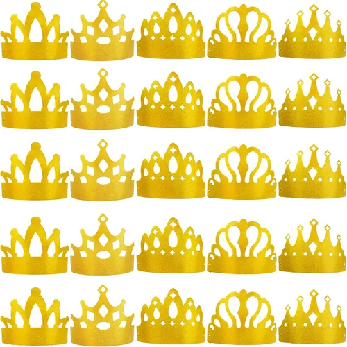 Fancy Land Coronas de cumpleaños para niños, paquete de 25 unidades, coronas de papel brillante para aula, cumpleaños, escuela, familia, suministros
