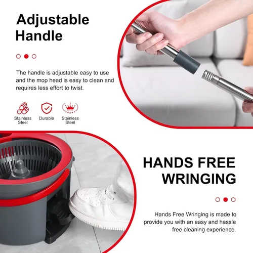 Miniatura 3 de Sistema de limpieza de trapeador giratorio de 360° y cubo, trapeador y cubo con escurridor para el hogar, mopa de polvo húmedo para limpieza