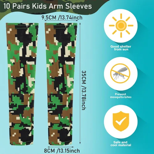 Miniatura 3 de Xuhal 10 Pairs Arm Sleeves for Kids Baseball UV Sun Protection Cooling Arm Sleeves Boys Football Basketball