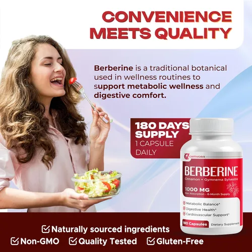 Miniatura 6 de Berberina 1000mg liposomal – 180 cápsulas Canela y Gymnema Máxima absorción para apoyo metabólico, digestivo y cardíaco – Fabricado en Estados