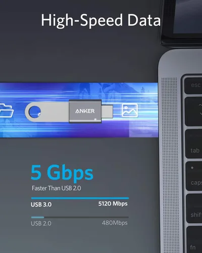 Miniatura 3 de Anker Adaptador USB C (paquete de 2), adaptador USB C a USB, transferencia de datos de alta velocidad para MacBook Pro 2020, iPad Pro 2020, Samsung