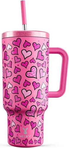 Miniatura 11 de Meoky - Vaso de 30 oz con asa, tapa y pajilla, taza de viaje térmica de acero inoxidable 100% a prueba de fugas, para portavasos, mantiene el frío