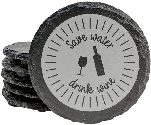 Miniatura 35 de Wine Not? Hilarious Drinking Wine is My Hobby Slate Coasters - Round Slate - Set of 8 Drinking Wine is Not My Habit