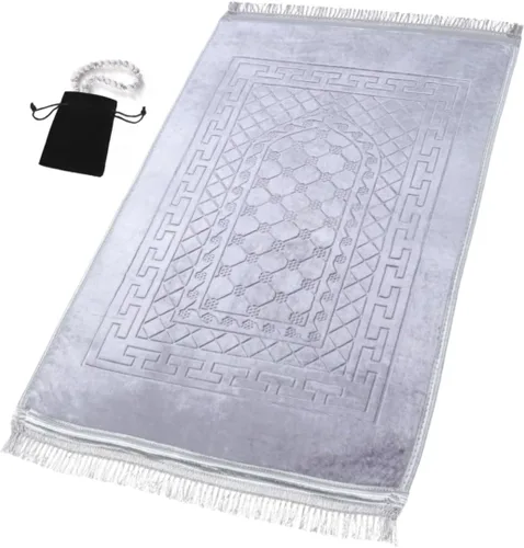 Miniatura 8 de Alfombra de oración musulmana islámica, alfombra gruesa de oración para niños, hombres y mujeres, con cuentas de oración islámica, para viajes Eid