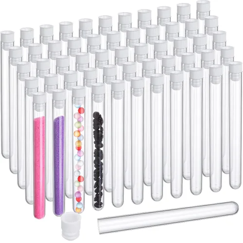 Miniatura 9 de Hoteam 100 tubos de ensayo de plástico con tapas, tubos de ensayo transparentes de 0.8 fl oz para plantas, suministros para fiestas, instalar negro