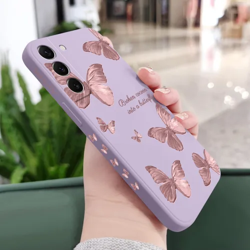 Miniatura 2 de LEECG para Samsung Galaxy S22 Plus, funda de silicona suave con diseños de flores de moda, protector contra caídas y antihuellas para Samsung S22