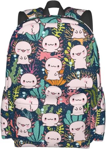 MISOLAXI Axolotl - Mochila casual, mochila universitaria para laptop, mochilas para niños, niñas, niños y adultos, con correas acolchadas ajustables