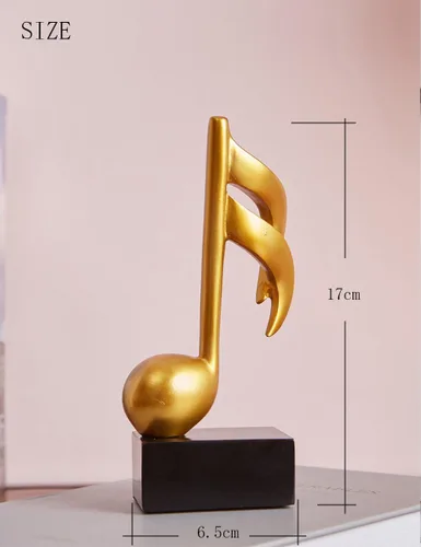 Miniatura 8 de HAUCOZE 3 piezas de decoración de notas musicales regalo musical mesa centro de mesa escultura estatua para sala de piano, oficina en casa oro 7.5