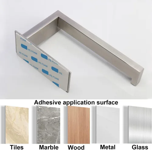 Miniatura 5 de Portarrollos de papel higiénico, soporte de pañuelos autoadhesivo de acero inoxidable resistente al óxido, sin perforación, fácil de instalar
