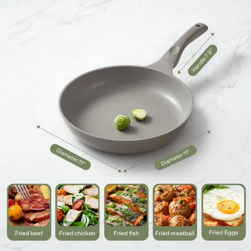 Miniatura 8 de Sartenes antiadherentes Redchef, sartén de cerámica, sartén de tortilla antiadherente y saludable con mango resistente al calor, libre de PFOA y Gris