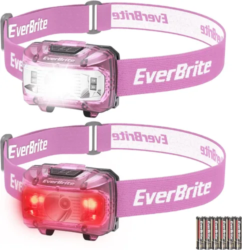 Miniatura 13 de EverBrite Faros delanteros, paquete de 2 faros para niños con luz roja y función de memoria, lámpara de cabeza para adultos y niños con 5 modos, Azul