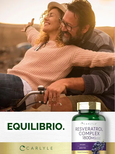 Miniatura 6 de Carlyle Suplemento de resveratrol 1800 mg 180 cápsulas Sin OMG y sin gluten Complejo potente