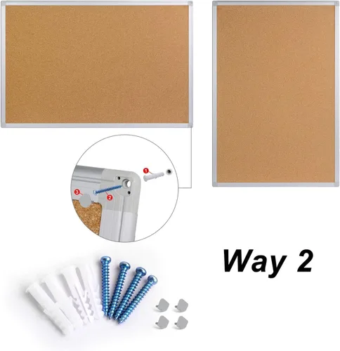 Miniatura 7 de Paquete de 2 tableros de anuncios de corcho de 20 x 30 pulgadas, tablero de corcho con marco de aluminio plateado, tablero de oficina para corcho
