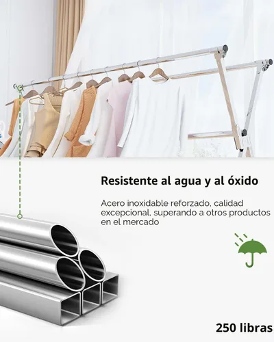 Miniatura 6 de Vikaqi Tendedero de Ropa Plegable de 79 Pulgadas para Interiores y Exteriores, Tendedero de Ropa Plegable Colapsible, Tendedero de Lavandería