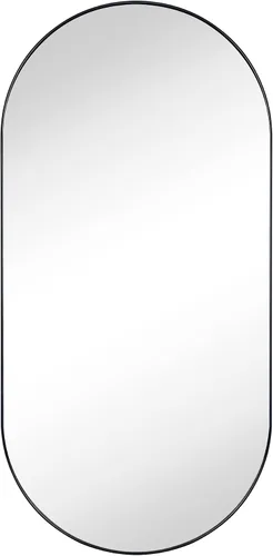 Miniatura 5 de Botiquín de baño empotrado ovalado negro mate con espejo de acero inoxidable con marco de metal oblongo, gabinete de baño con espejo de 16 x 33