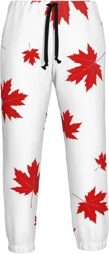 Miniatura 7 de ultaro Mens Joggers Sweatpants Red Maple Leaf Casual Pants Sports Jogging Trousers with Drawstring