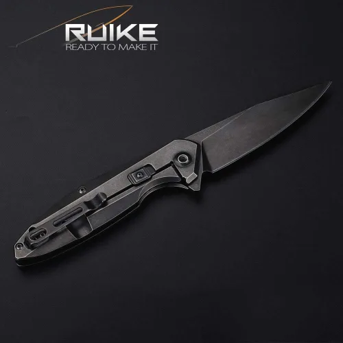 Miniatura 7 de Ruike Cuchillo táctico plegable pequeño cuchillo de bolsillo con clip EDC Camping Pesca Senderismo Cuchillos Marco Cerradura 14C28N Acero Negro al