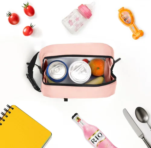 Miniatura 5 de Bolsa de almuerzo enfriadora - Congelable y aislada para viajes, niños/adultos, apta para yogur Rosa