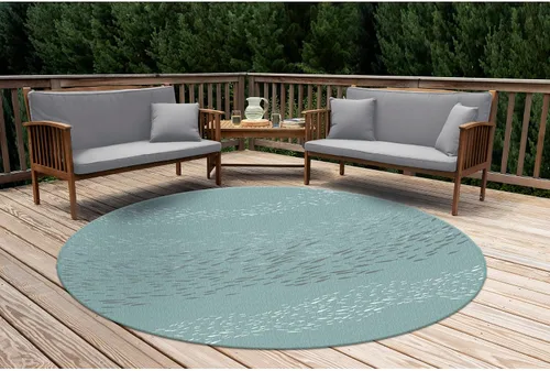 Miniatura 34 de Liora Manne Carmel - Alfombra decorativa de mezcla sintética para interiores y exteriores, de bajo perfil, contemporánea, decoración de peces Agua