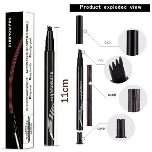 Miniatura 4 de Anjouze - Bolígrafo de microcuchilla, bolígrafo mágico impermeable para cejas, lápiz para cejas Microblading, 5 colores, impermeable, 4 tenedores