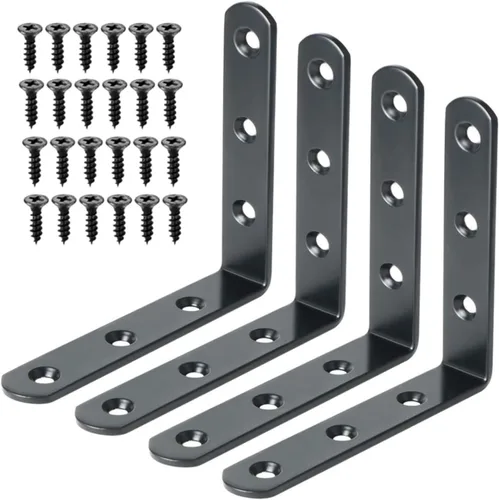 Miniatura 28 de Alise 4 soportes en L resistentes, soportes de esquina de 3.2 x 3.2 pulgadas, soportes flotantes blancos para estantes, soportes de montaje en pared