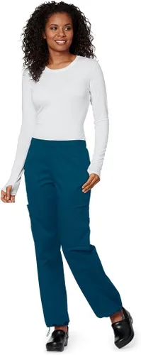 Miniatura 2 de Cherokee Pantalones médicos para mujer, ropa de trabajo, Core Stretch Mid Rise Pull-On Cargo 4005