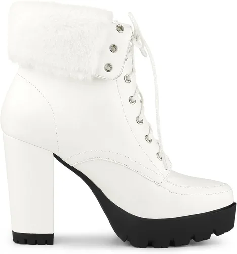 Miniatura 8 de Allegra K Botines de tacón grueso plegables con plataforma para mujer